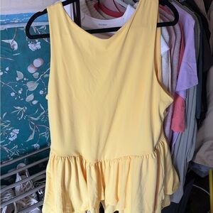 SHEIN Women's Bright Yellow Peplum Tank Top